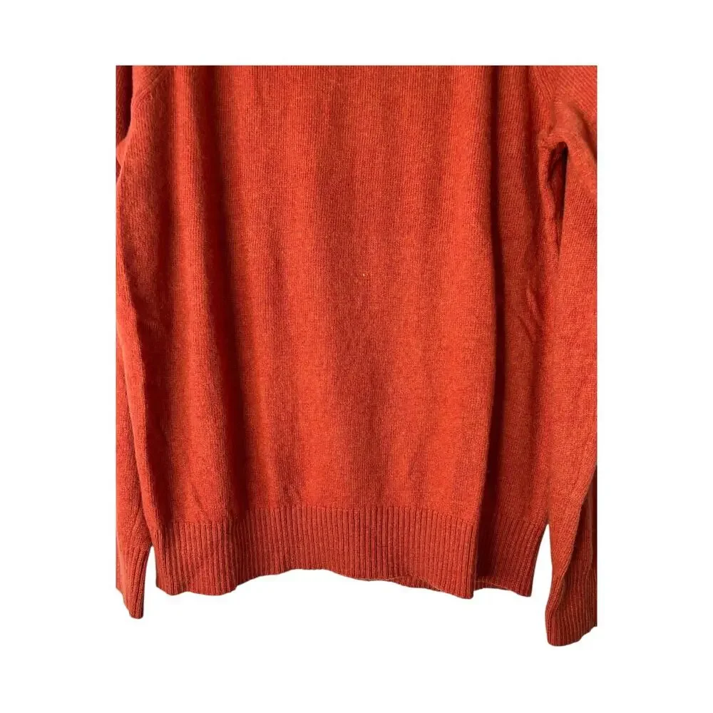 J Crew Sweater Men's Size XL Burnt Orange Crewneck Wool Blend Long Raglan Sleeve